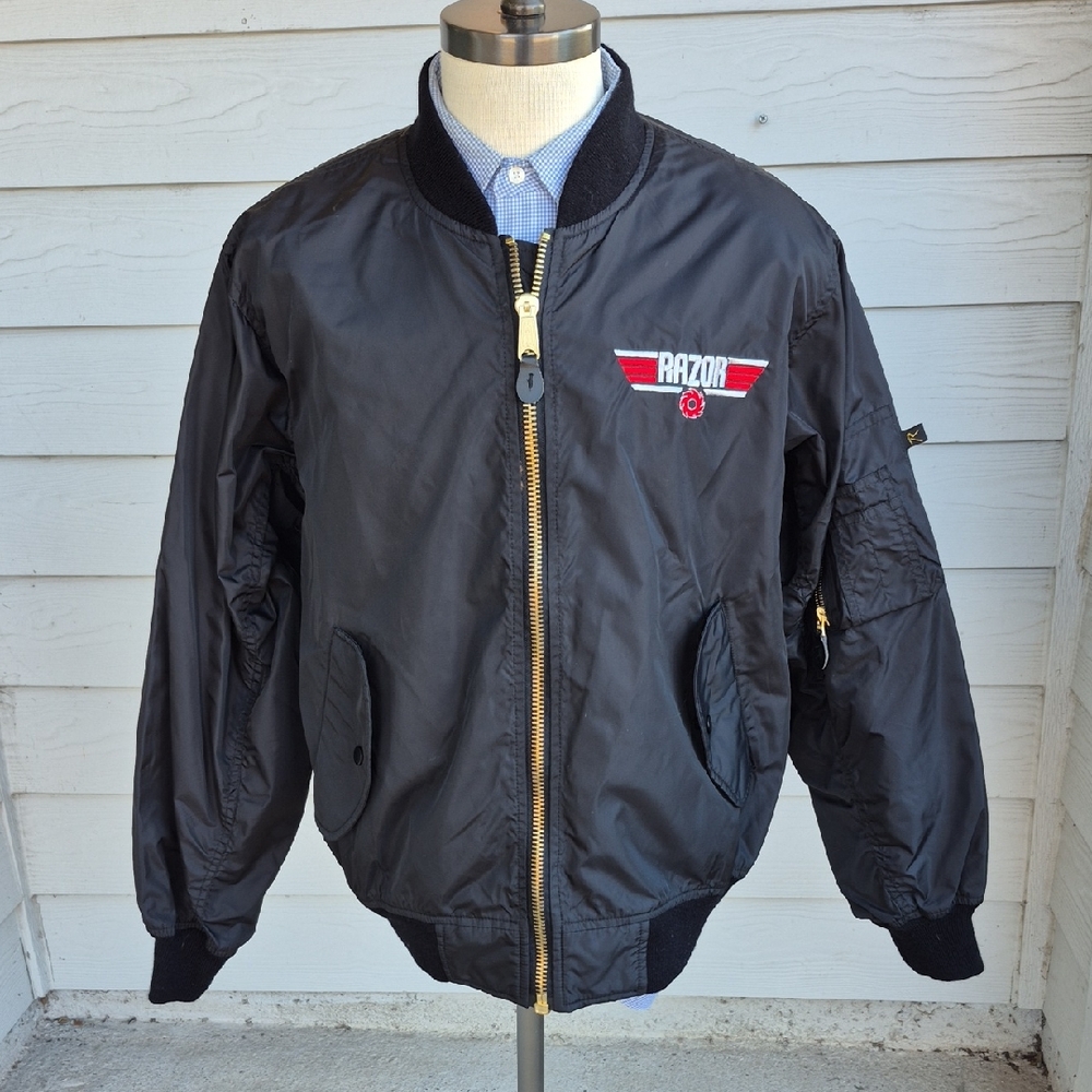 ROTHCO x Razor Scooters Black Nylon MA-1 Flyers Mens Large Full Zip Jacket